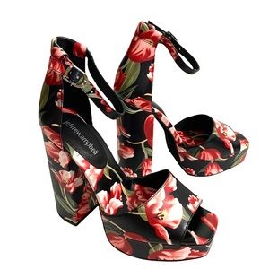 Jeffrey Campbell Black and Red Floral Heels